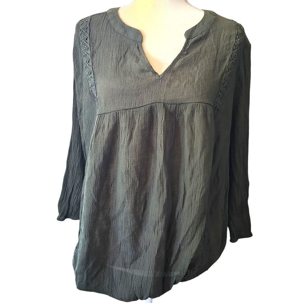 St. John's Bay Dark Green Elastic Waist Flowy Plus Size 0X